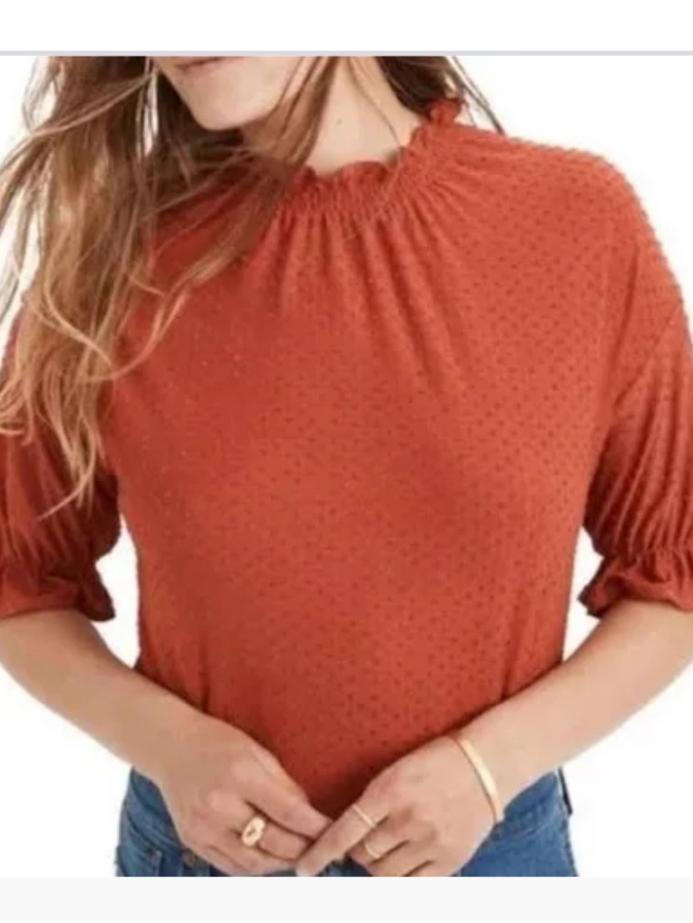 ☀️ MADEWELL Textured Smocked Sleeve Blouse - Picture 4 of 12